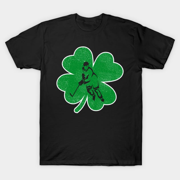 Hockey Shamrock Clover Vintage T-Shirt Irish Gift T-Shirt by Dunnhlpp